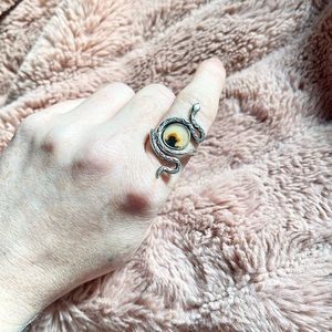 Sovereign Stone Snake ring with Dendritic Agate